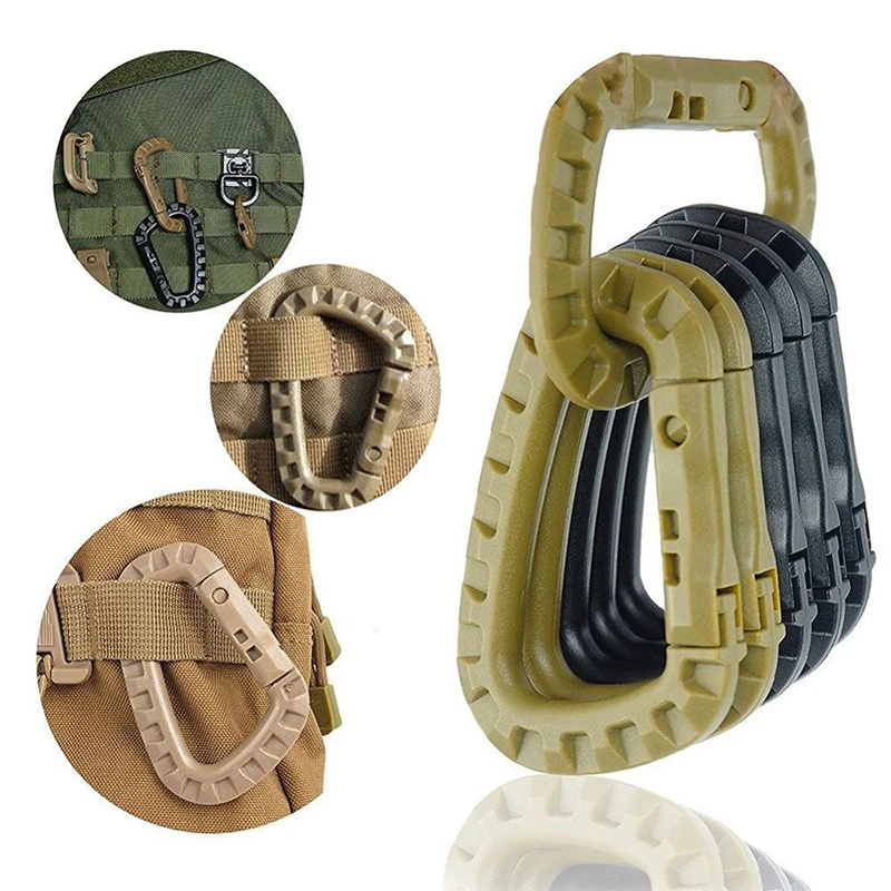 6pcs Tactical Carabiner Carabina Karabiner Clip Plastic Cadet Hiking Camping Snap Hook