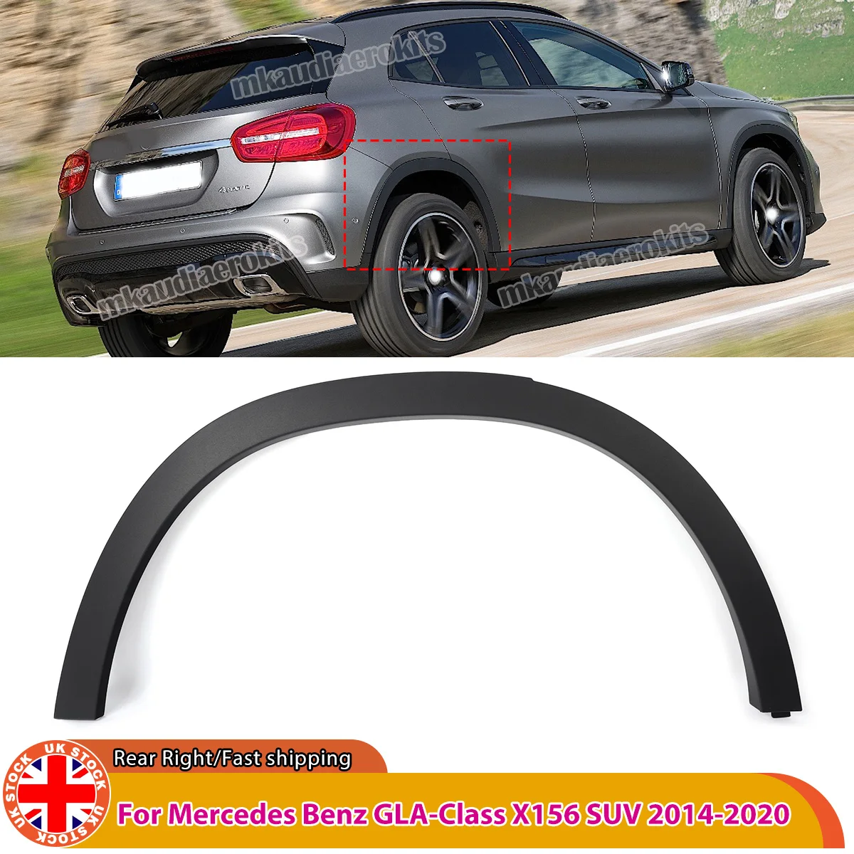 Per Mercedes-Benz GLA CLASS X156 GLA180 GLA200 2013-2020 Modanatura Passaruota Posteriore Destro