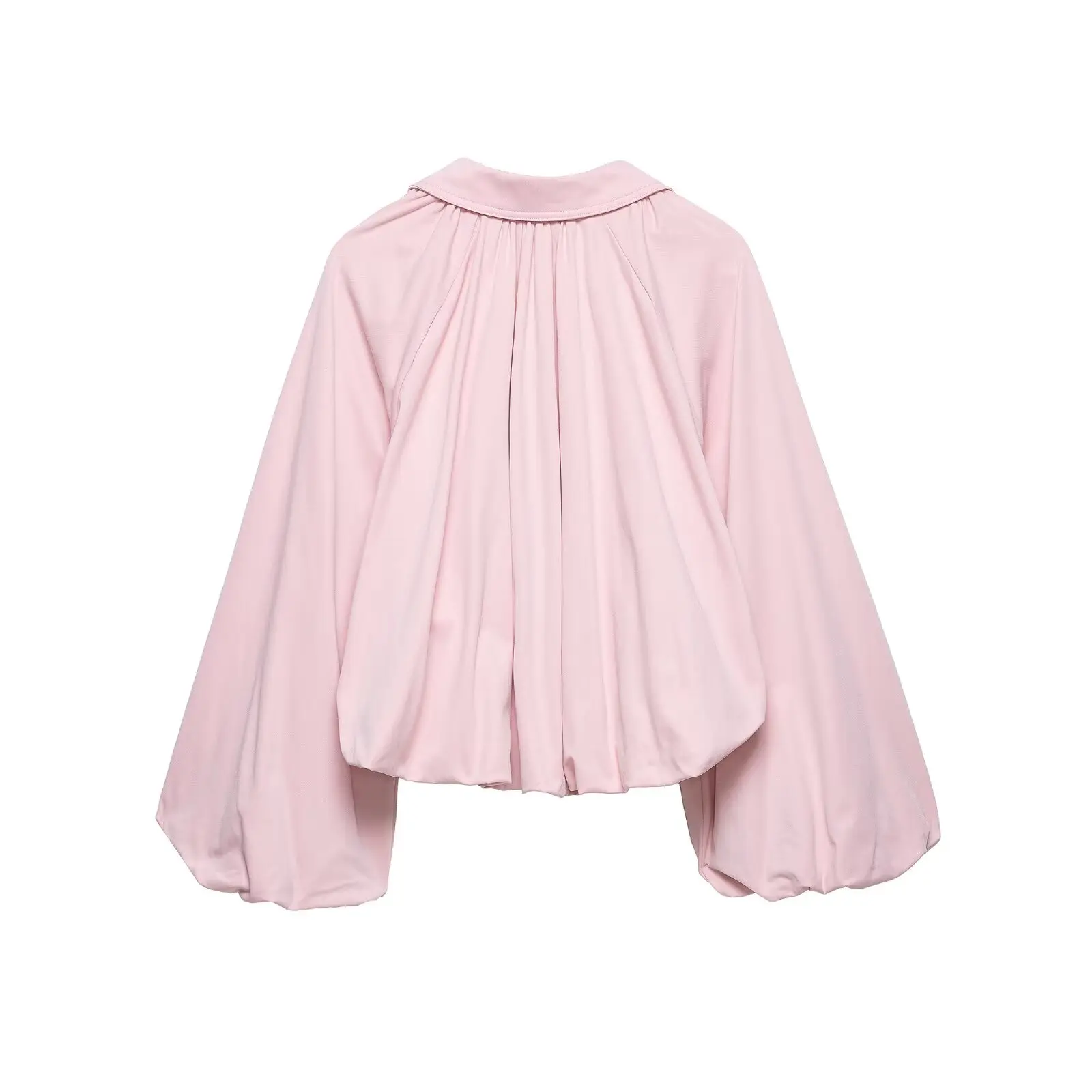 Women's Pink Lantern Sleeve Loose Fit Jacket for Spring