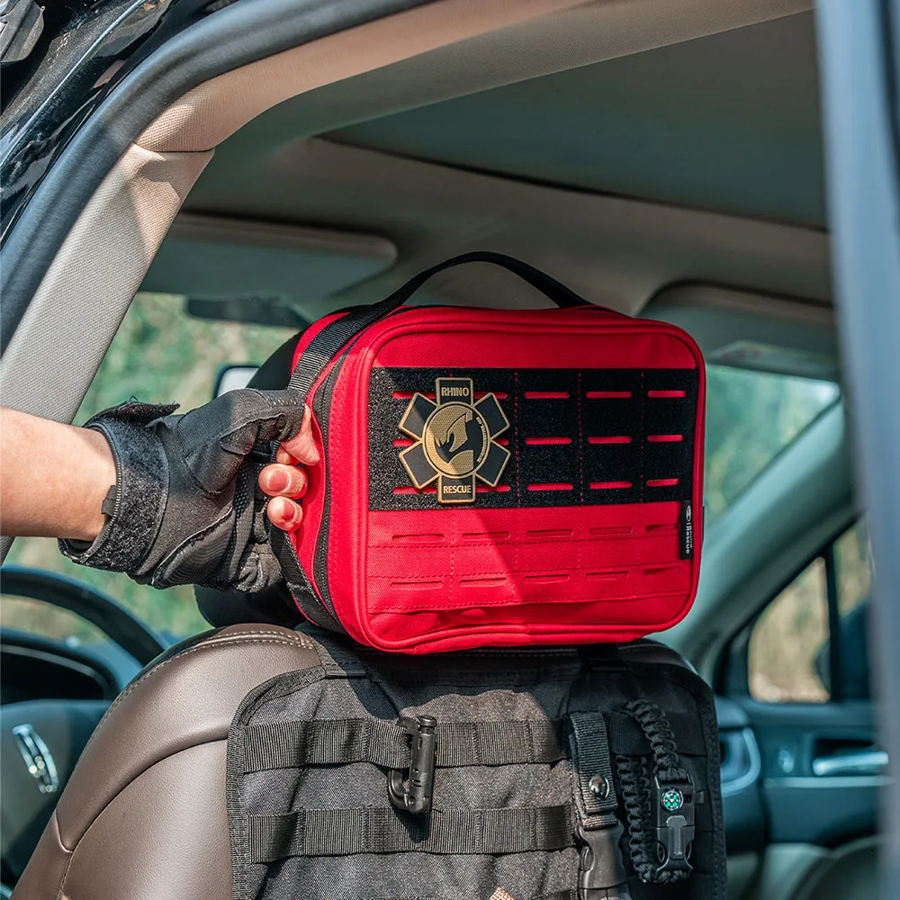 RHINO RESCUE Large Car First Aid Kit IFAK POUCH Molle Medical Pouch for Travel Hiking Camping (Empty Bag)