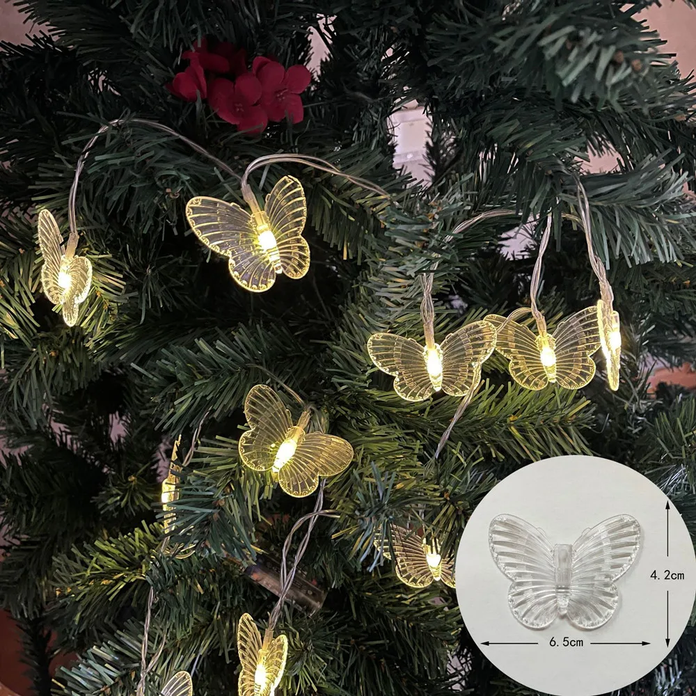 6M 40LEDS Bunte Schmetterling Lichterketten Für Urlaub Lichterkette Hof Garten Hochzeit Party Dekoration Zimmer Licht Dekor – Detail 8