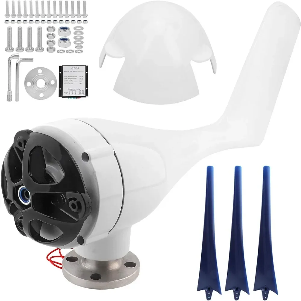 1200W Wind Generator Turbines Kit, Small 3 Blades Generator Power Parts Turbines Kit for Marine Home Charging(Blue 12V)