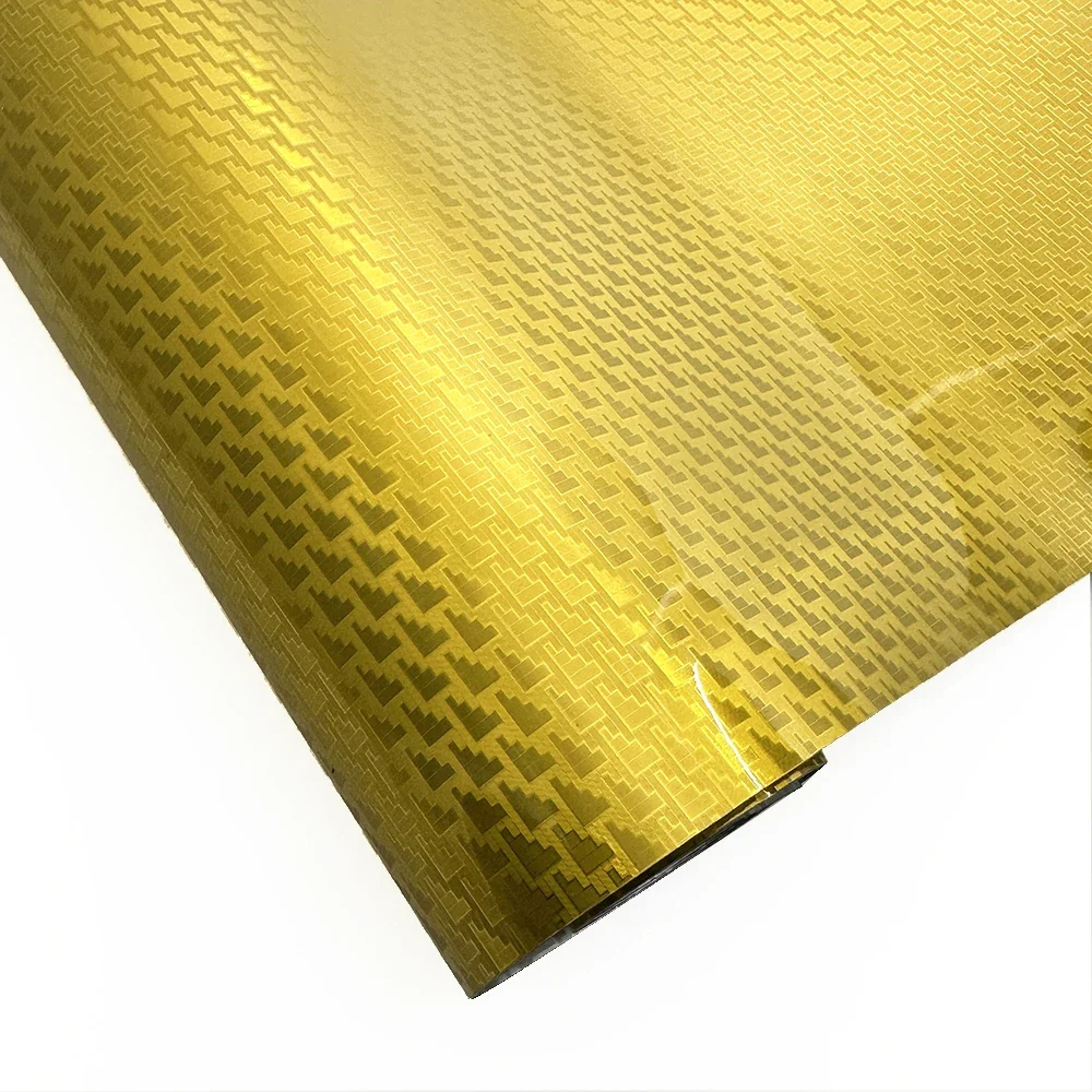 High Glossy Gold Aircraft Pattern Plated Carbon Fiber Film Car Wrap Vinyl Sticker for Car Tuning Color Stickers Adhesive Decal