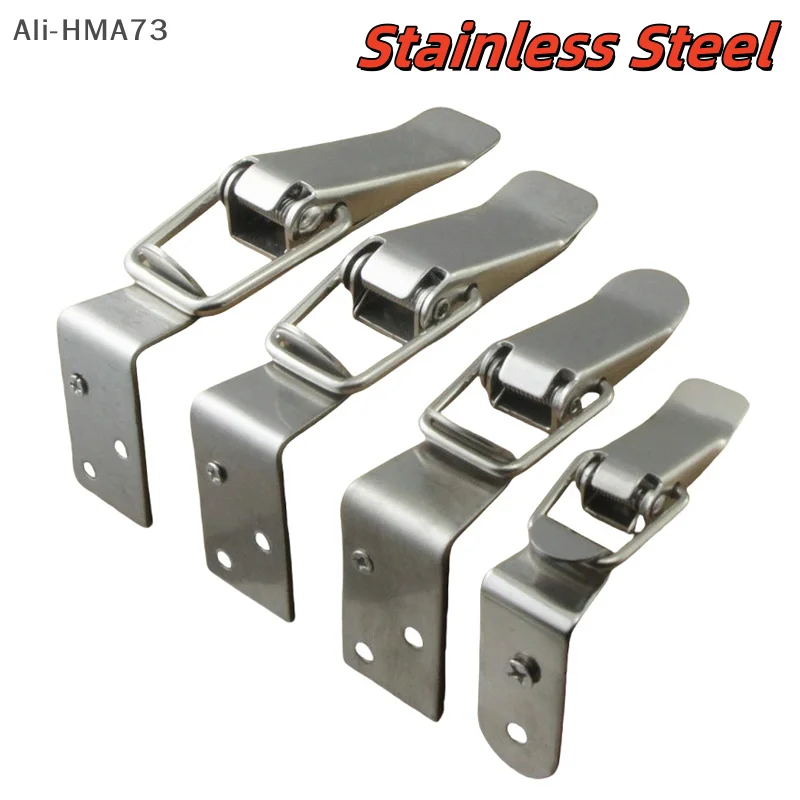 

1 Set Cabinet Door Metal Clasps 90 Degree Box Closure Lock Duck-mouth Buckle Hook Spring Loaded Draw Toggle Hasps Clamp