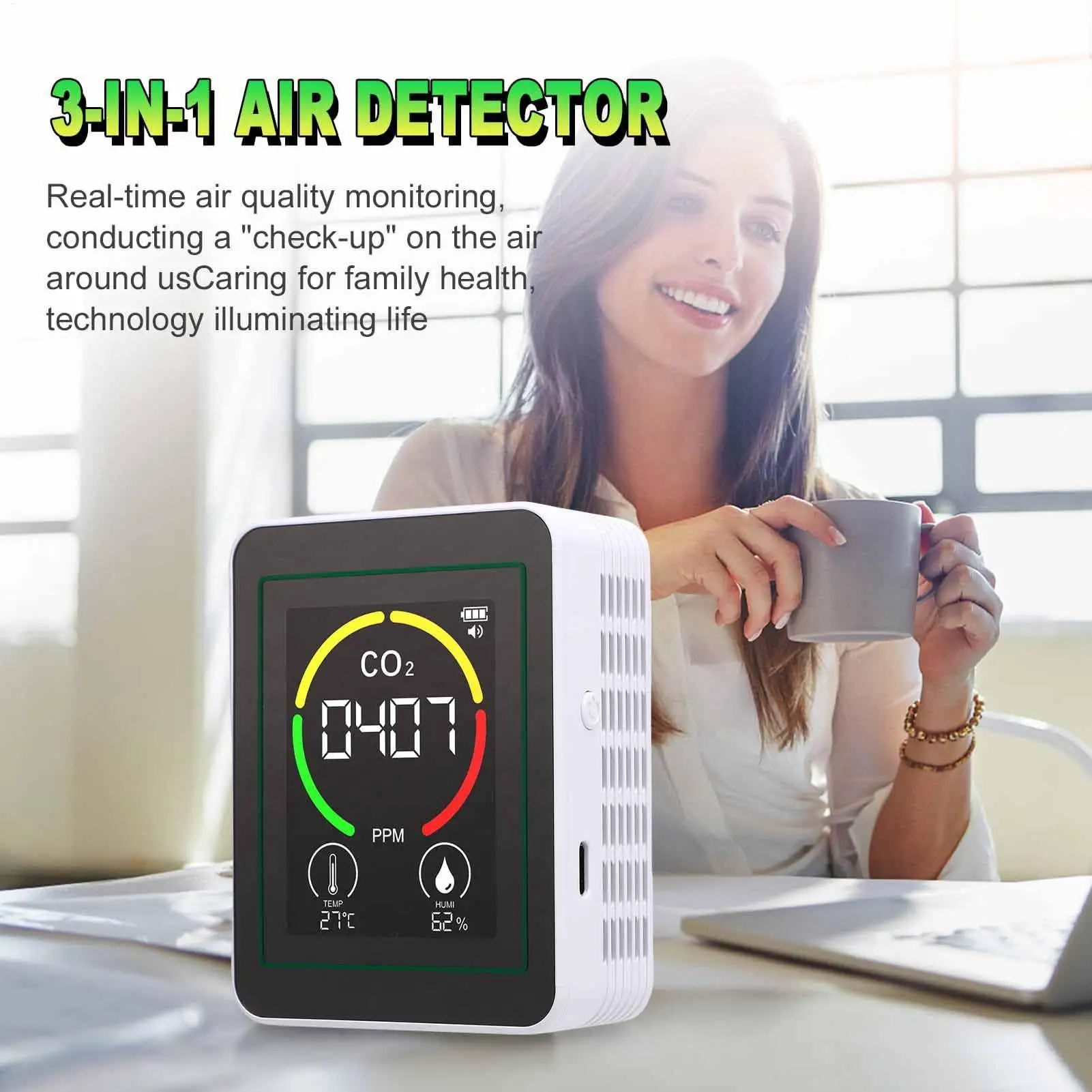 

Монитор качества воздуха, цифровой тестер температуры и влажности в помещении, прецизионный монитор качества воздуха для дома, спальни, общежития