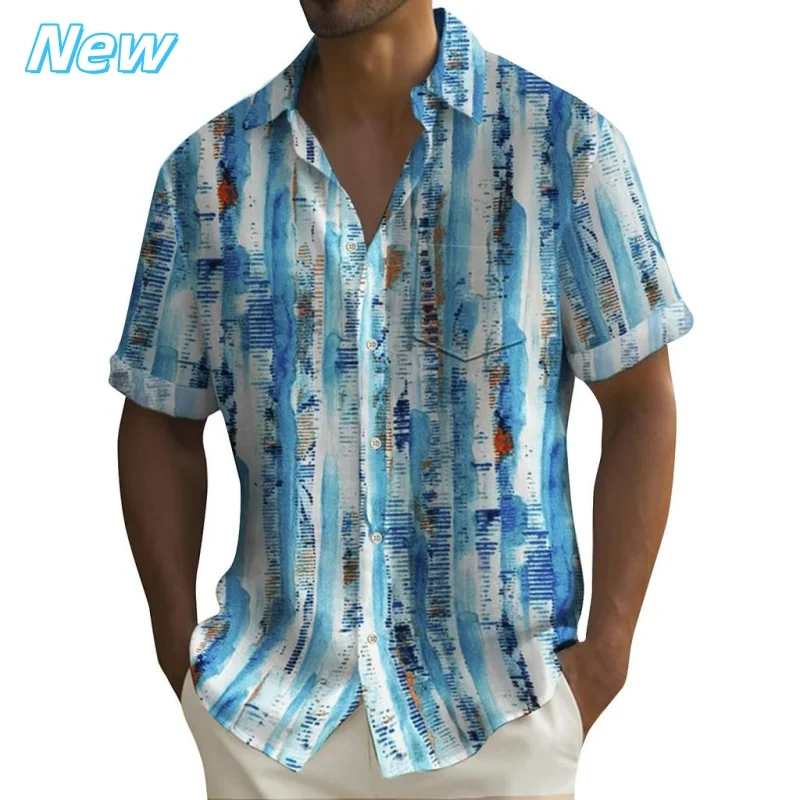 

3D Printed Leaf Geometry Aloha Shirt For Men Colorful Gradient Graphic Blouses Casual Short Sleeve Hawalian Shirts Loose Tops