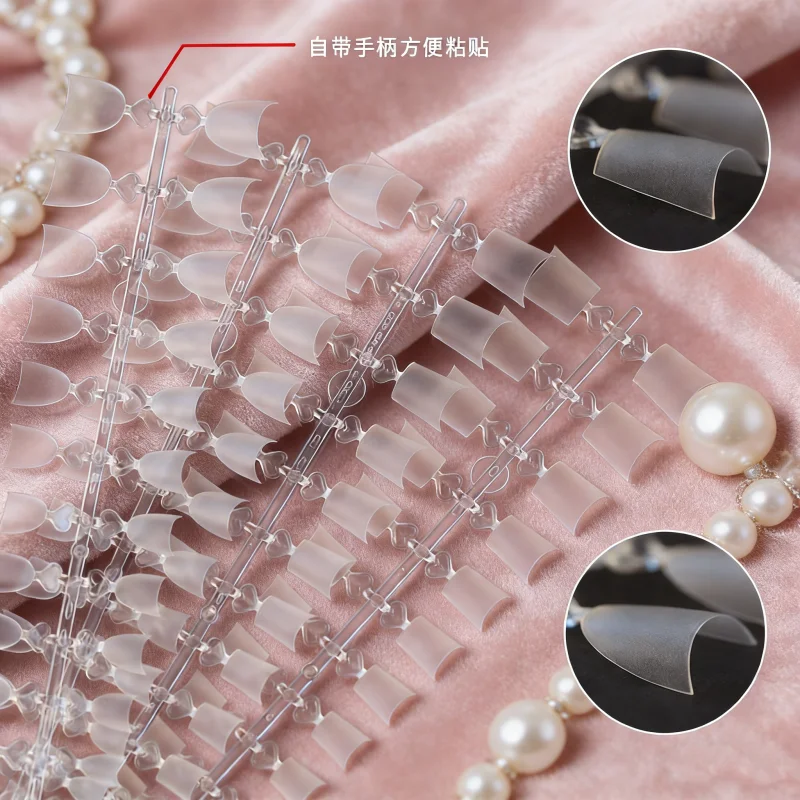

240pcs/1box Semi-Coverage Lightly Covering Frosted Nail Tips Stain-Free Nail Tips Ultra-Thin Semi-Coverage Short Tapered Oval
