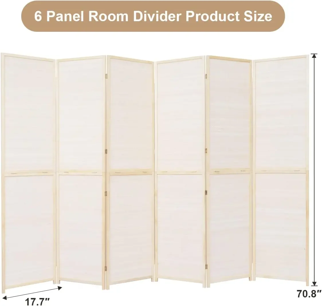 Panel BambooDivider, 6 FT Tall Folding Privacy Screen, Partition Divider for Room Separation