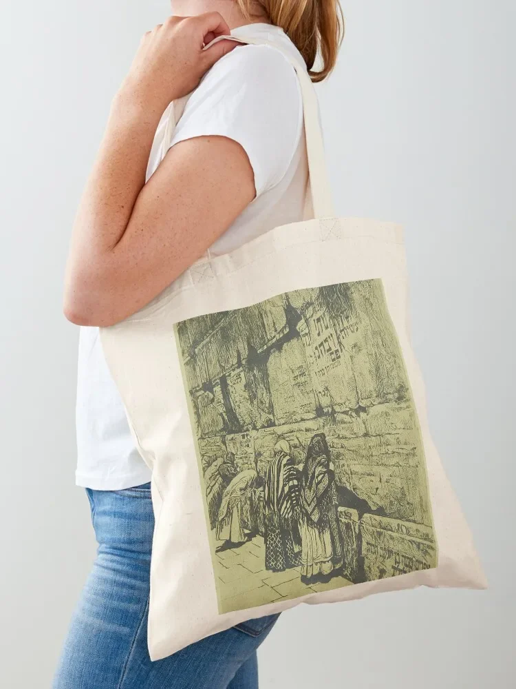 HD. Historical images of the Western Wall (1920), by Ephraim Moses Lilien Tote Bag sacs de shopping shopper bags Tote Bag