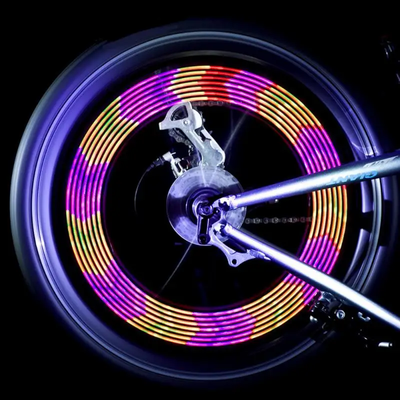ضوء تحذير مزدوج الوجهين لعجلة الدراجة الجبلية ، 16 ليد ، إشارة الإطارات ، عاكس ، أضواء تتحدث ، ملونة ، فارس