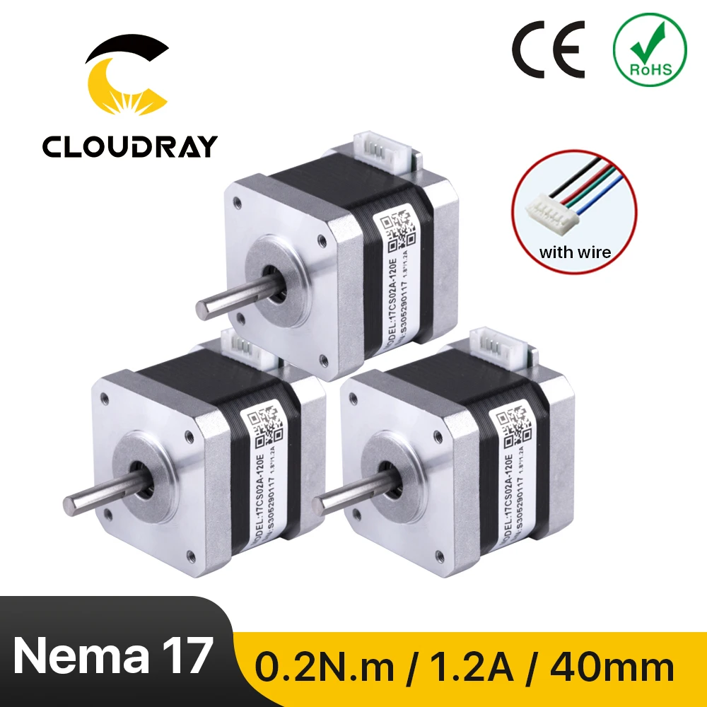 Cloudray Nema17 2-fazowy silnik krokowy 0,2 Nm1,2 A 40 mm o średnicy wału 5 mm do drukarki 3D CNC XYZ