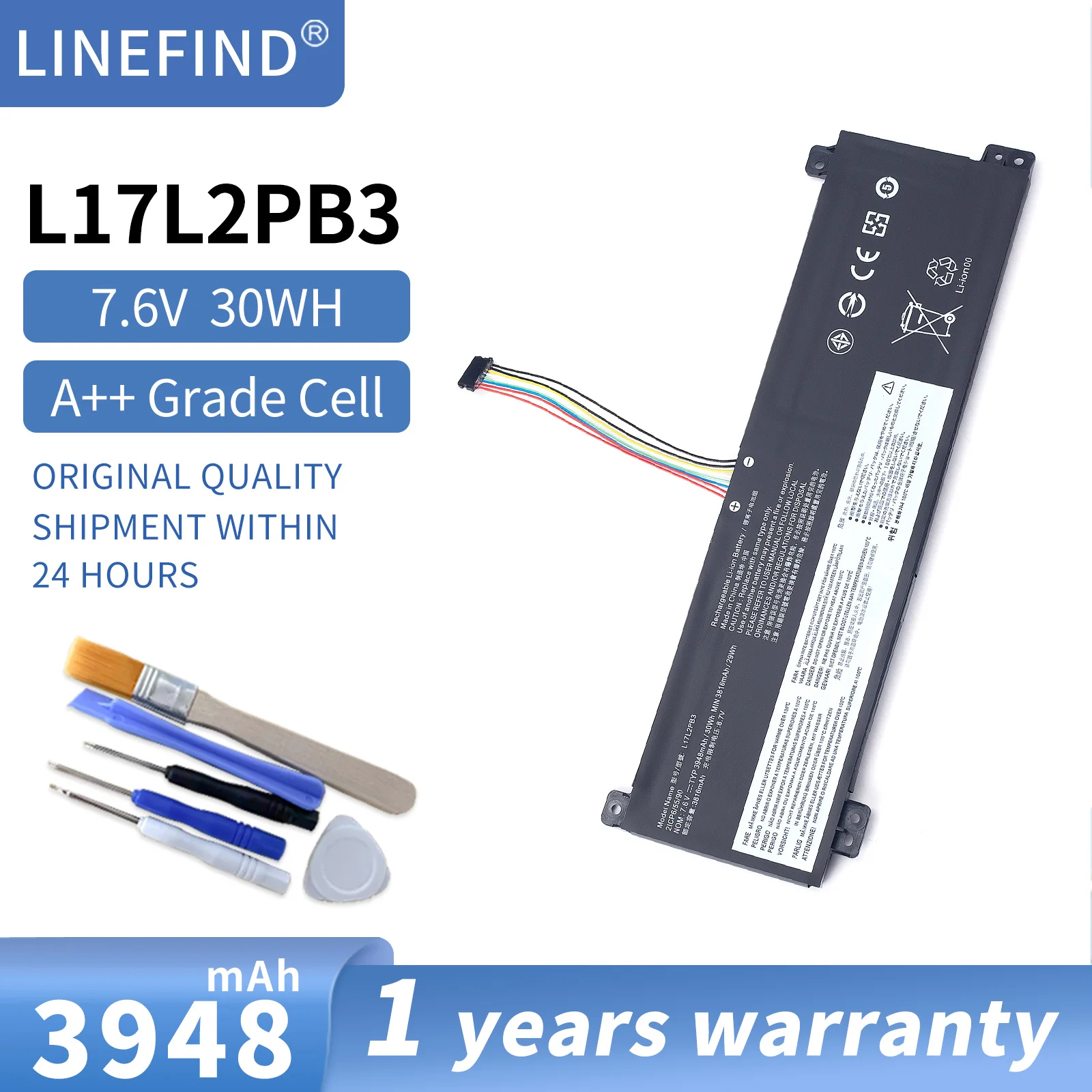 L17C2PB3 L17L2PB4 L17L2PB3 Battery Replacement for Lenovo V130-15IGM-81HL V330-15IKB-81AX V530-14IKB 81HL0023GE L17C2PB4