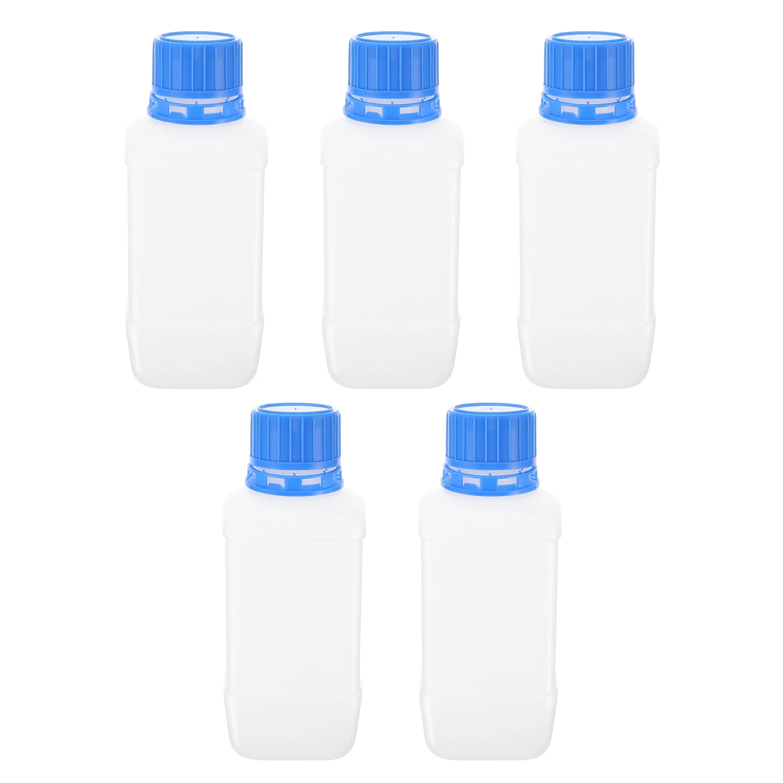 

5Pcs Empty Square Plastic Bottle Reagent Container Wide Mouth Chemical Bottle for Sample Storage Leak Proof Cap