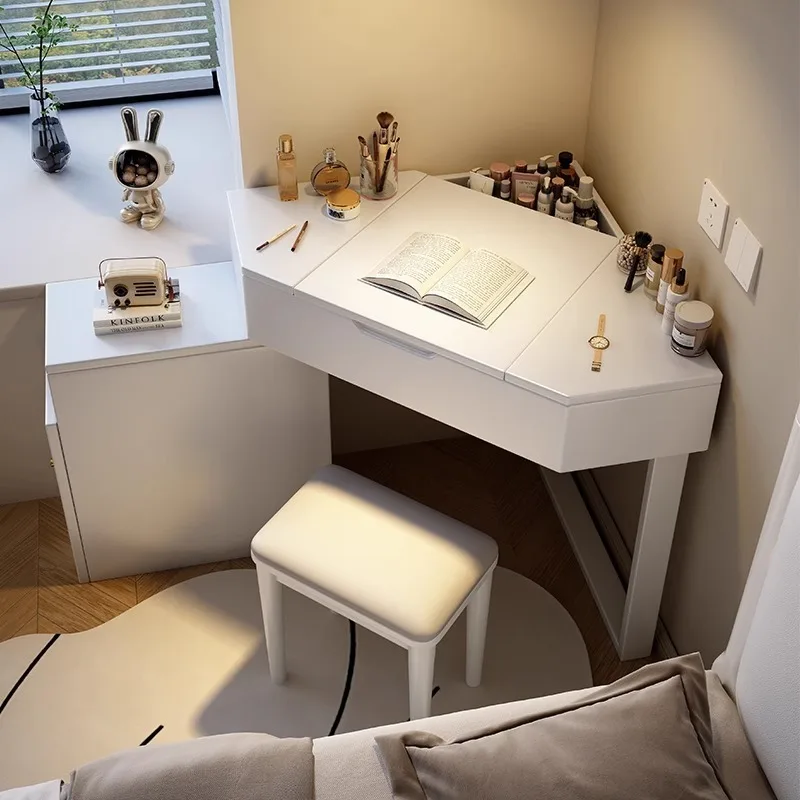 Solid Wood Corner Triangular Dresser Simple Storage Cabinet Desk Integrated Small Apartment Bedroom Corner Makeup Table view 2
