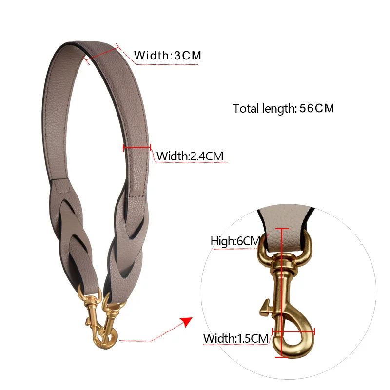 TINBERON 56CM Handbag Handle Strap Cowhide Litchi Pattern Twist Shoulder Strap DIY O bag Wrist Strap Handbag Handles Accessories