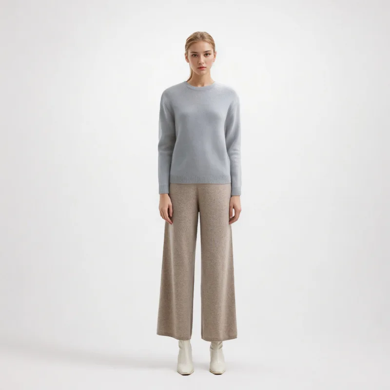 

Commuting Solid Color Casual Knit Sweater Fluffy Soft and Lazy Loose Round Neck Pullover Sweater Women's Clothing