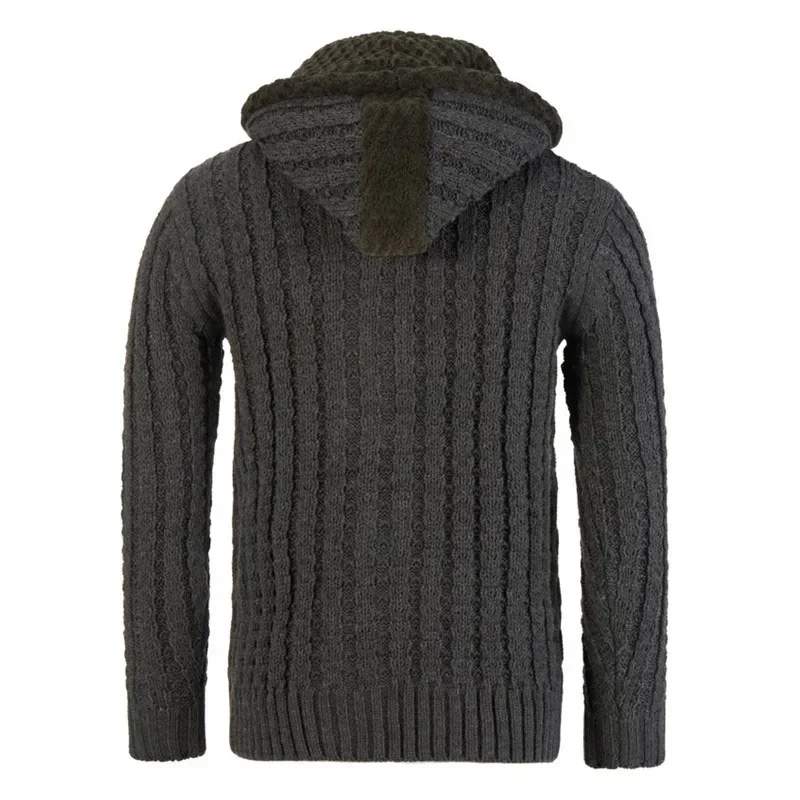 Plus Size Men Sweater Cardigan Jacket Knitted Casual Coat with Removable Hood Warm Thick Warm Outwear 2023 New