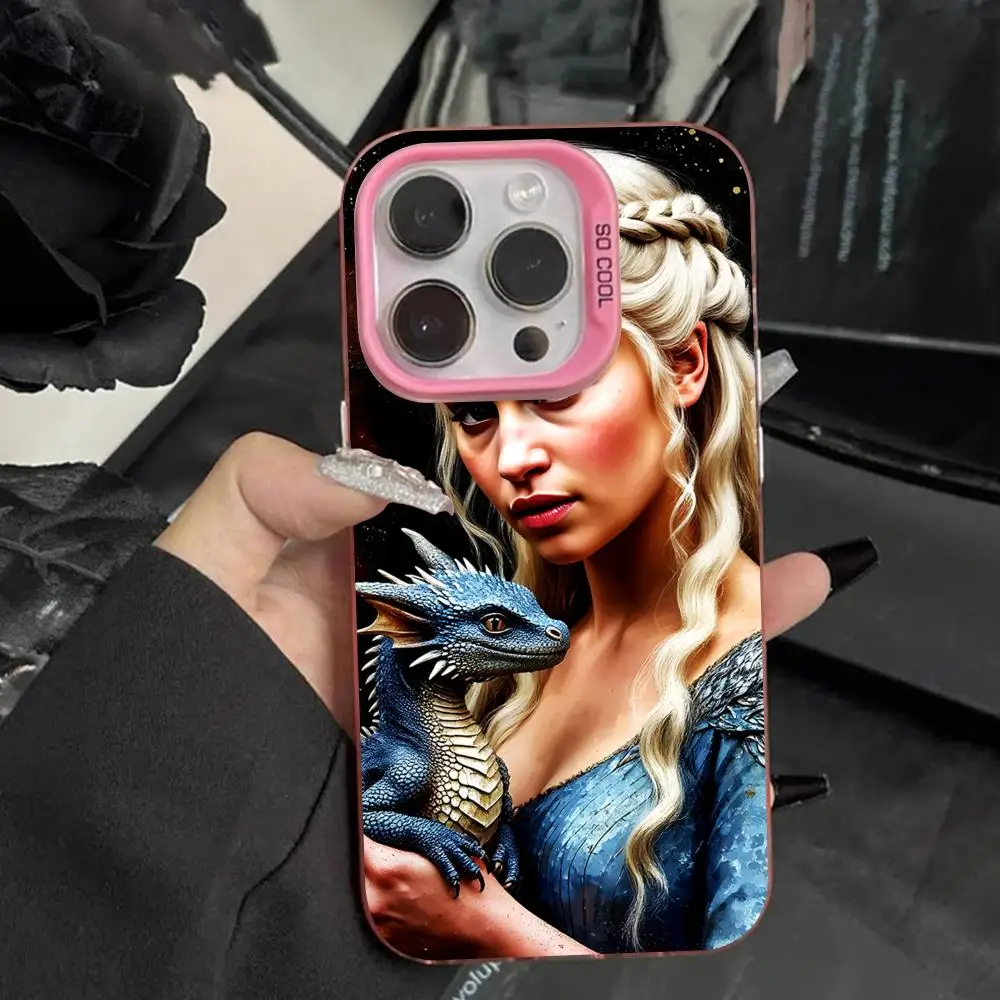 

Чехол для мобильного телефона Dragon Queen для iPhone 17, 16, 15, 14, 13, 12, 11 X XR XS 8 7 Pro Max Plus, полупрозрачный розовый чехол, роскошный чехол