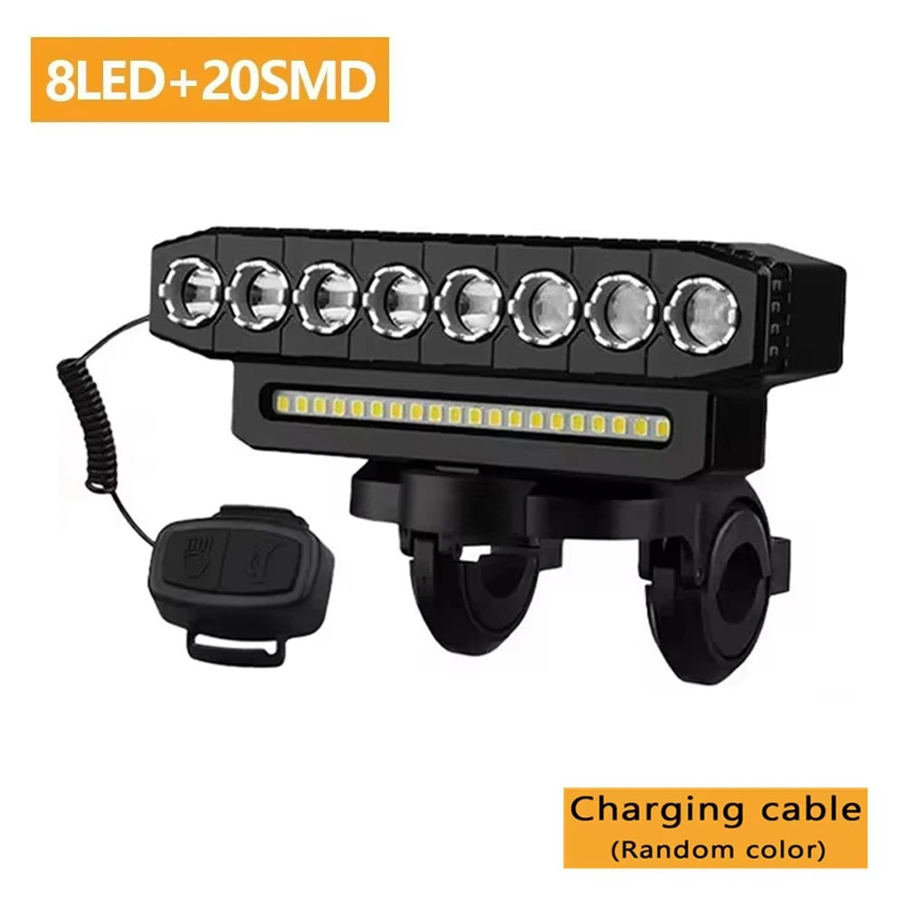 5/8 LED Fietskoplamp USB Oplaadbaar 130dB Fietsen Hoorn Eenvoudig te installeren 6 Modi Fietsbellicht