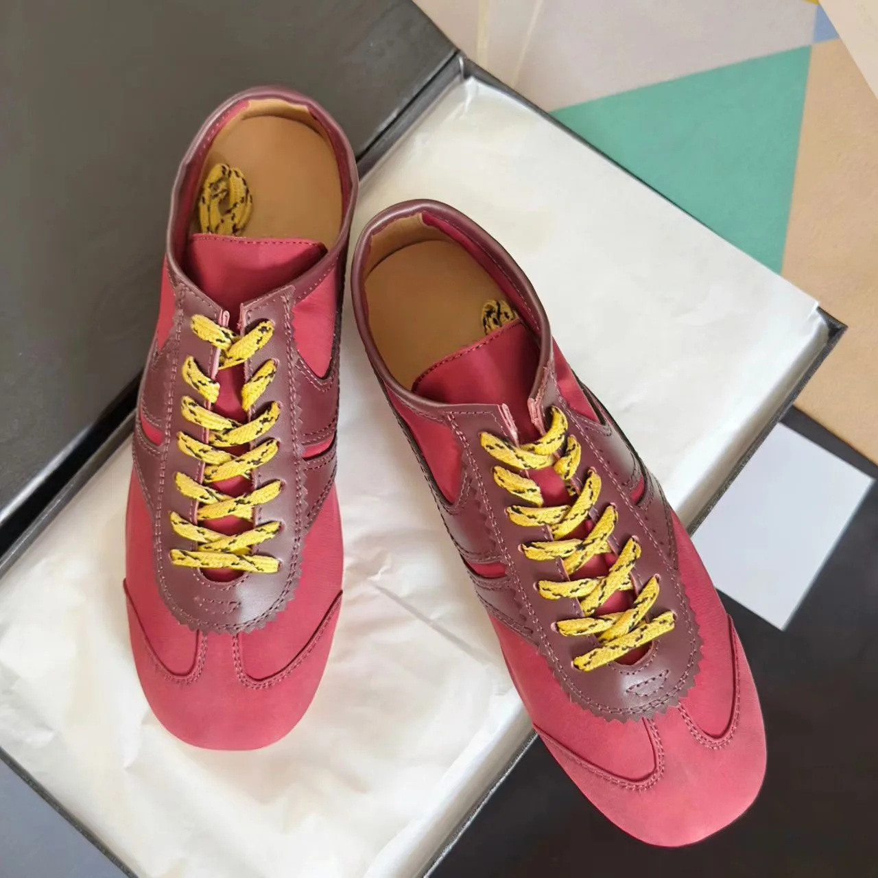 

Unisex Nylon Leather-trimmed Sneakers Low-top Retro Shoes