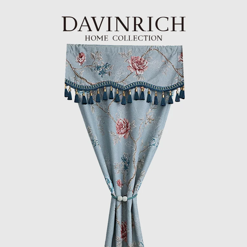 DAVINRICH French Door Blackout Curtains Peony Floral Curtains For Living Room Countryside Style Room Darkening Drapes 80x180cm