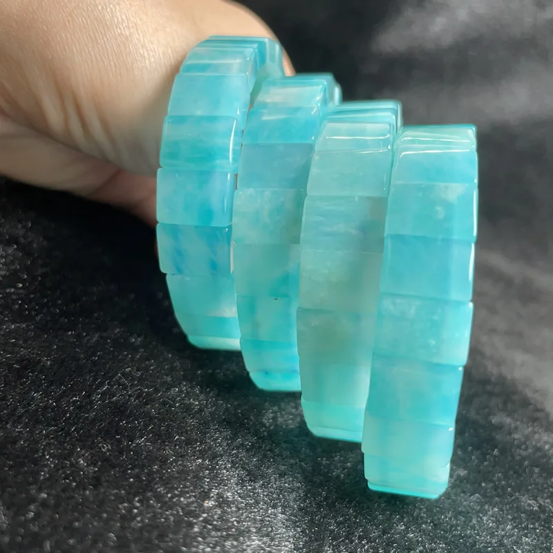 New 8X10MM AAA Natural Stone Blue Amazonite Rectangular Bracelet for Women\'s Fashion Yoga Energy Crystal Mineral Jewelry Gift