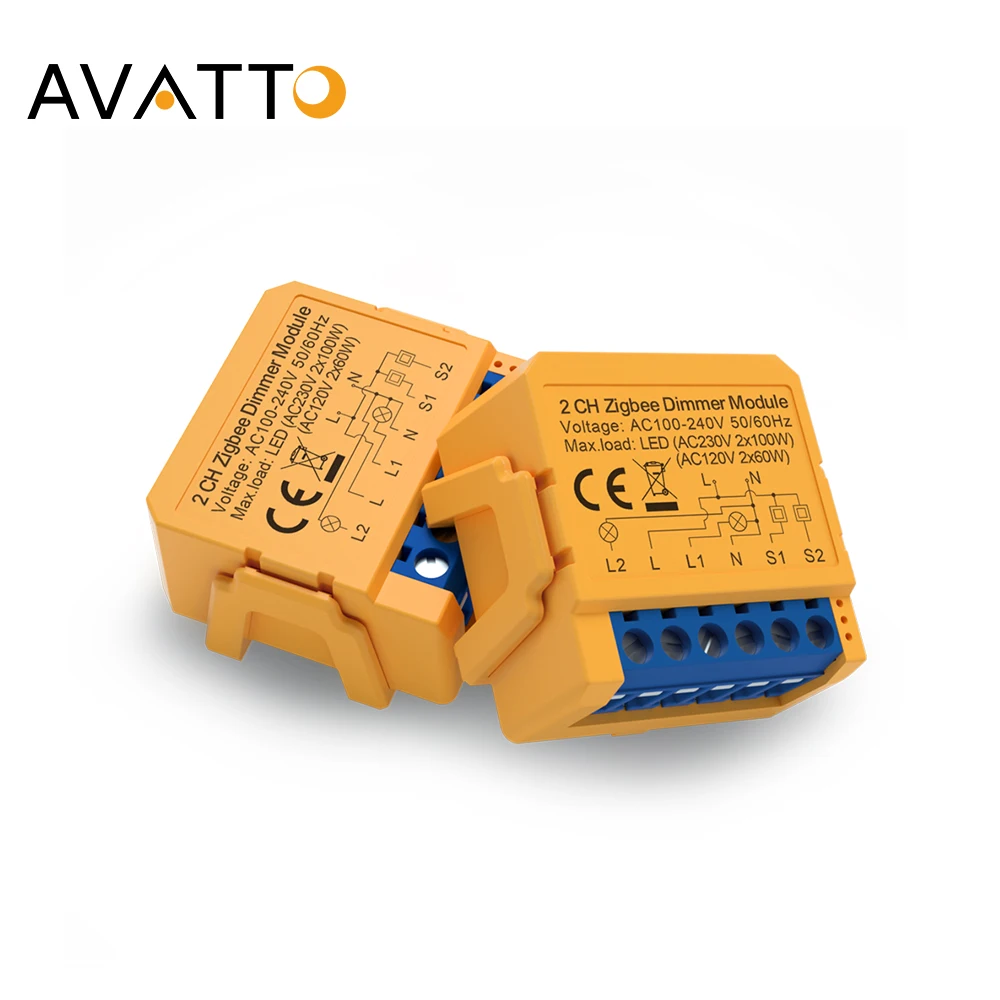 AVATTO Tuya Smart Dimmer Switch Module,ZigBee DIY Breaker 1/2 Way Control Dimmable Light Switch Works With Alexa Google Home