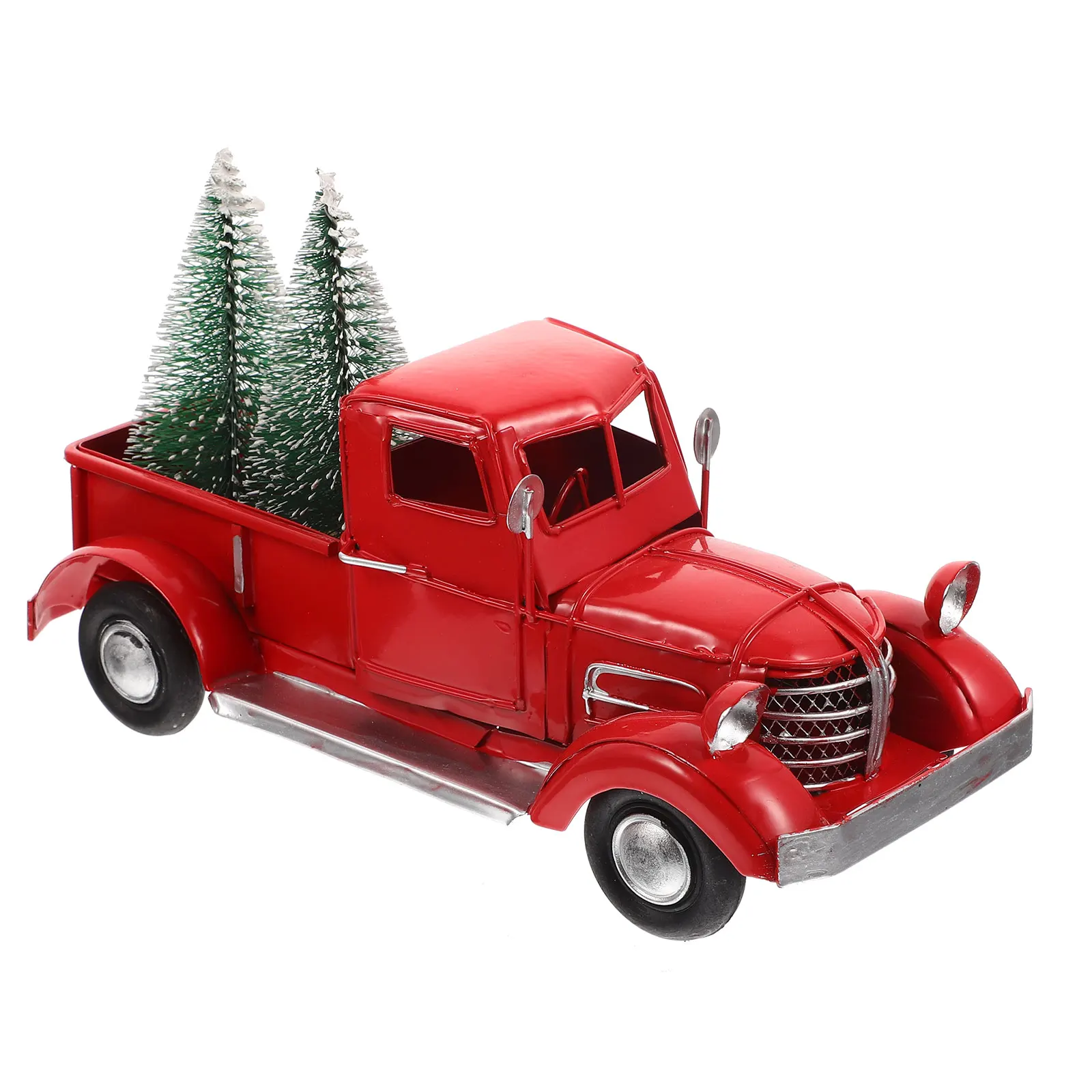 

Christmas Metal Truck Ornament Red Desktop Xmas Decor for Hotel Restaurant Shop Window Festival Atmosphere Accessory