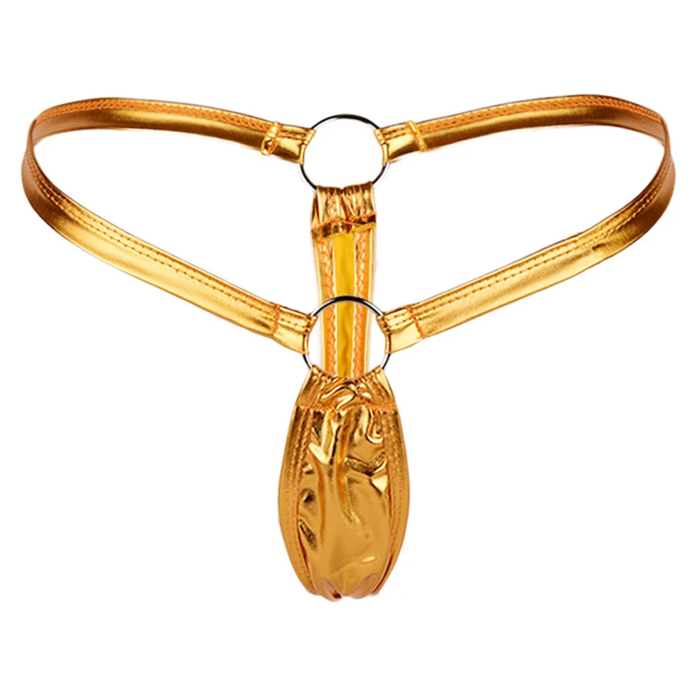 جميع المواسم عارضة براءات الاختراع والجلود لامعة النسيج اليومي Traceless الذهب الملابس الداخلية المنزل الخصر نوع فندق المرأة ثونغ #3