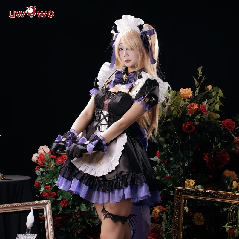 IN STOCK Fischl Cosplay Maid Costume Game Genshin Impact Fanart Cosplay Maid Ver. Costume Fish Witch Suit Halloween