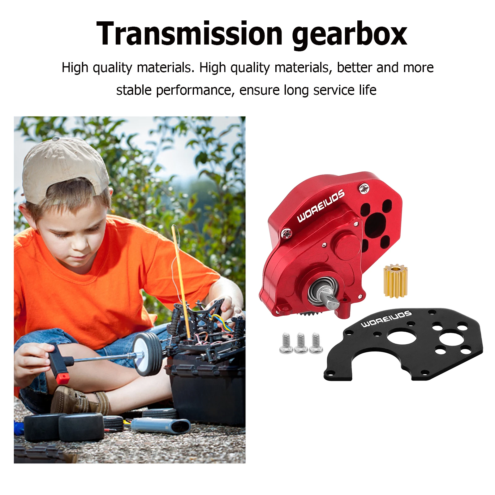 Complete Transmission Gearbox Aluminum Alloy RC Car Transmission Case Gearbox Complete Gearbox for Axial SCX24 1/24 RC Crawler