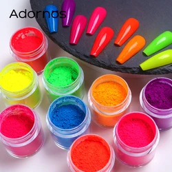 10ml Fluorescent Nail Powder Dipping Dust Gradient Rainbow Pigment Drawing Manicure Fine Glitter Nail Art Decoration Accessories