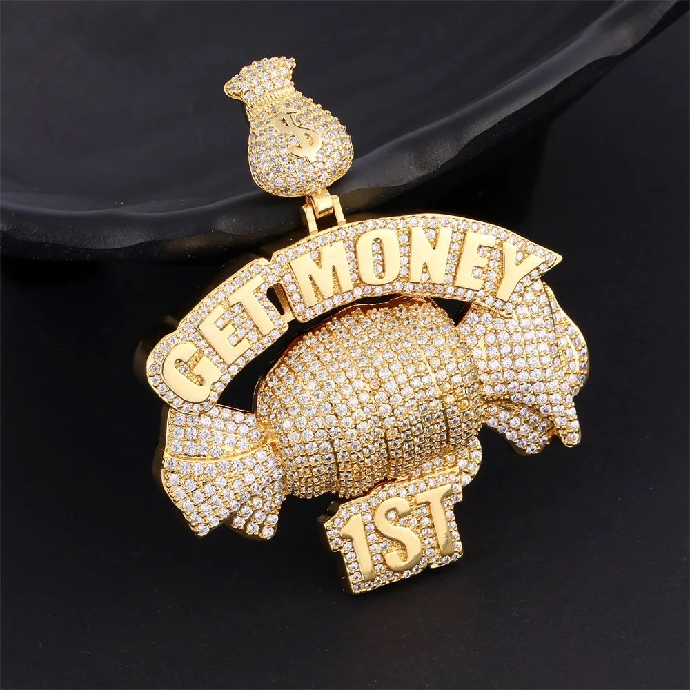 

Уникальное ожерелье с подвеской «GET MONEY» в стиле хип-хоп, модный аксессуар с цирконом