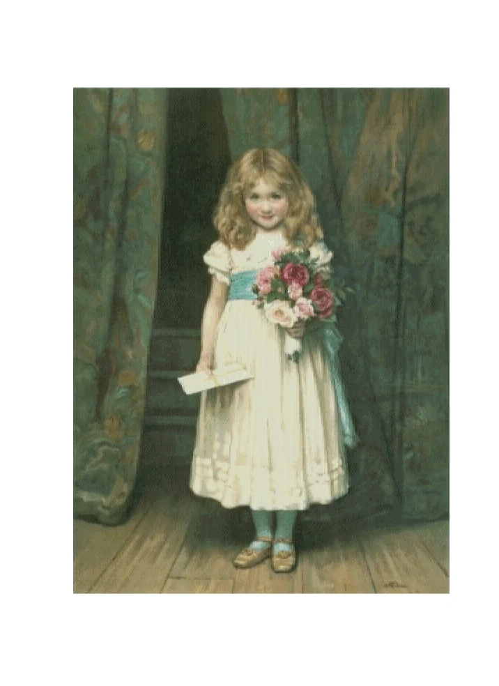 

The girl with flowers 18CT 16CT 14CT Unprinted Cross Stitch Kits Embroidery Art DIY Handmade Needlework Home Decor