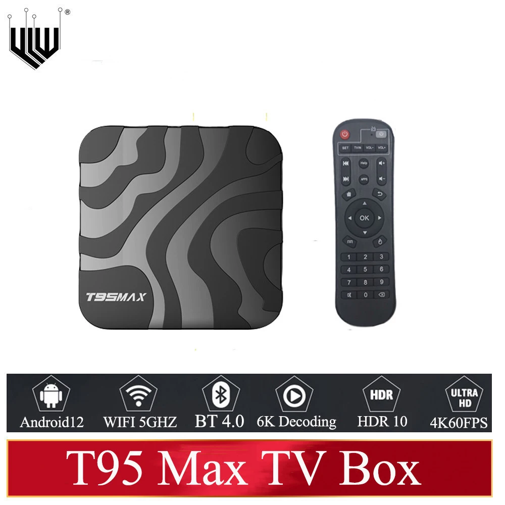 

ТВ-приставка T95 MAX, Android, Allwinner H618, 4 ядра, 8 + 16/32/64 ГБ