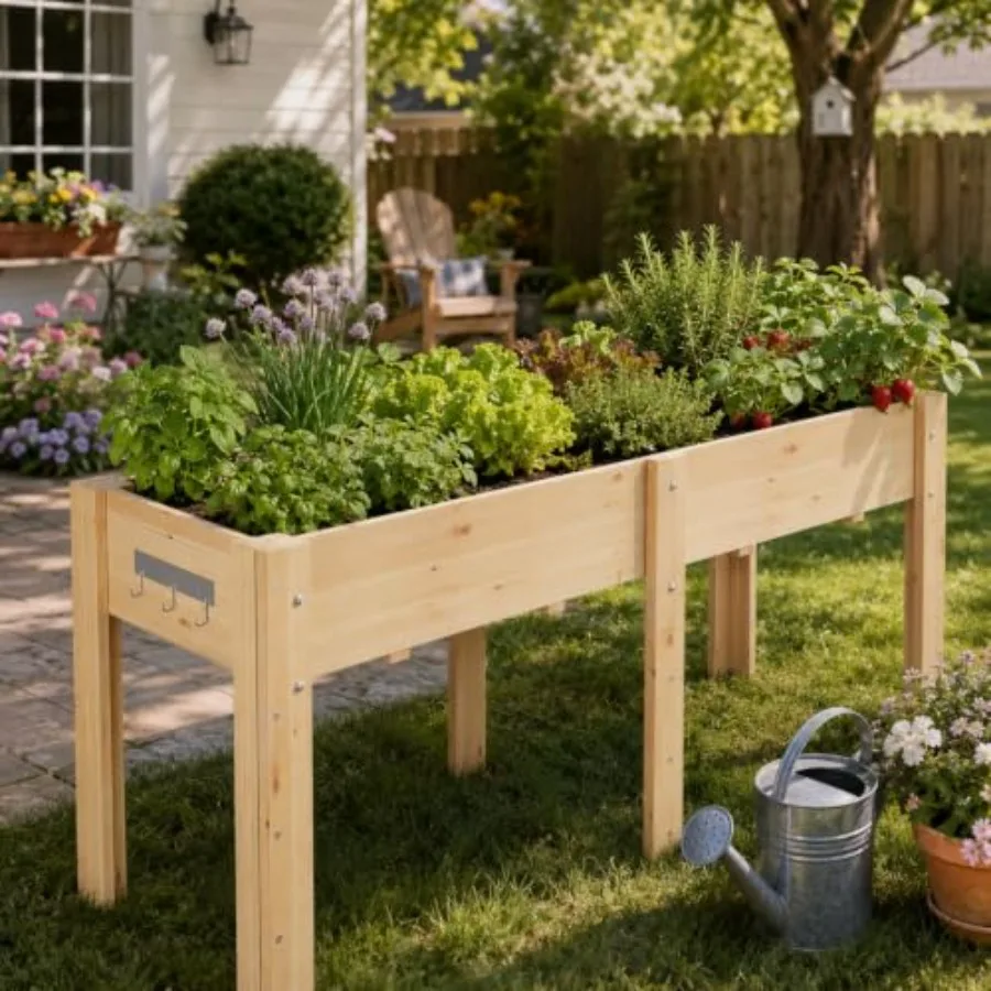 Raised Elevated Wooden Garden Planter Box