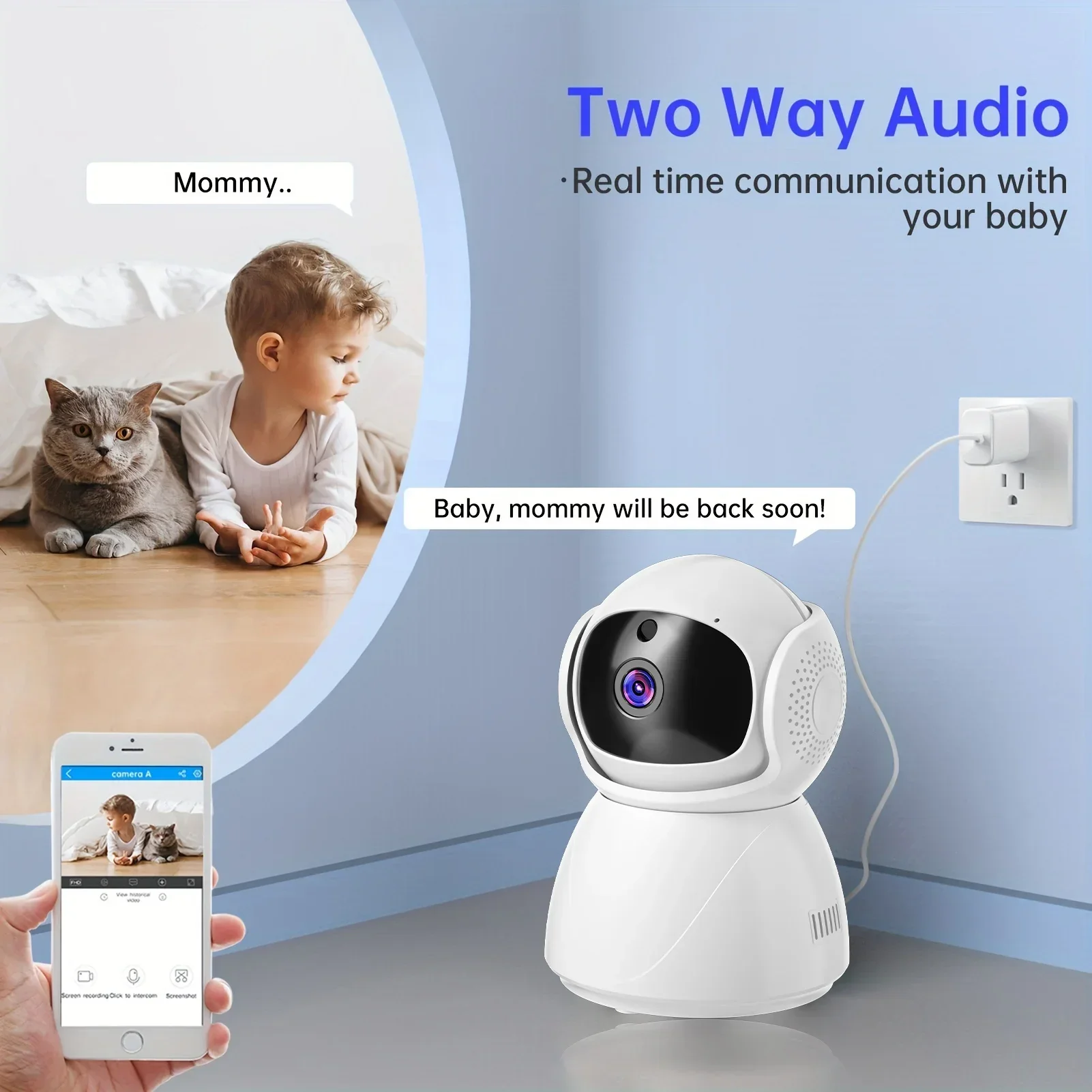 Imagem -02 - Câmera de Vigilância sem Fio Fhd Wifi Smart Auto Tracking Cctv Security Protection Baby Monitor com Google Alexa Ptz ip