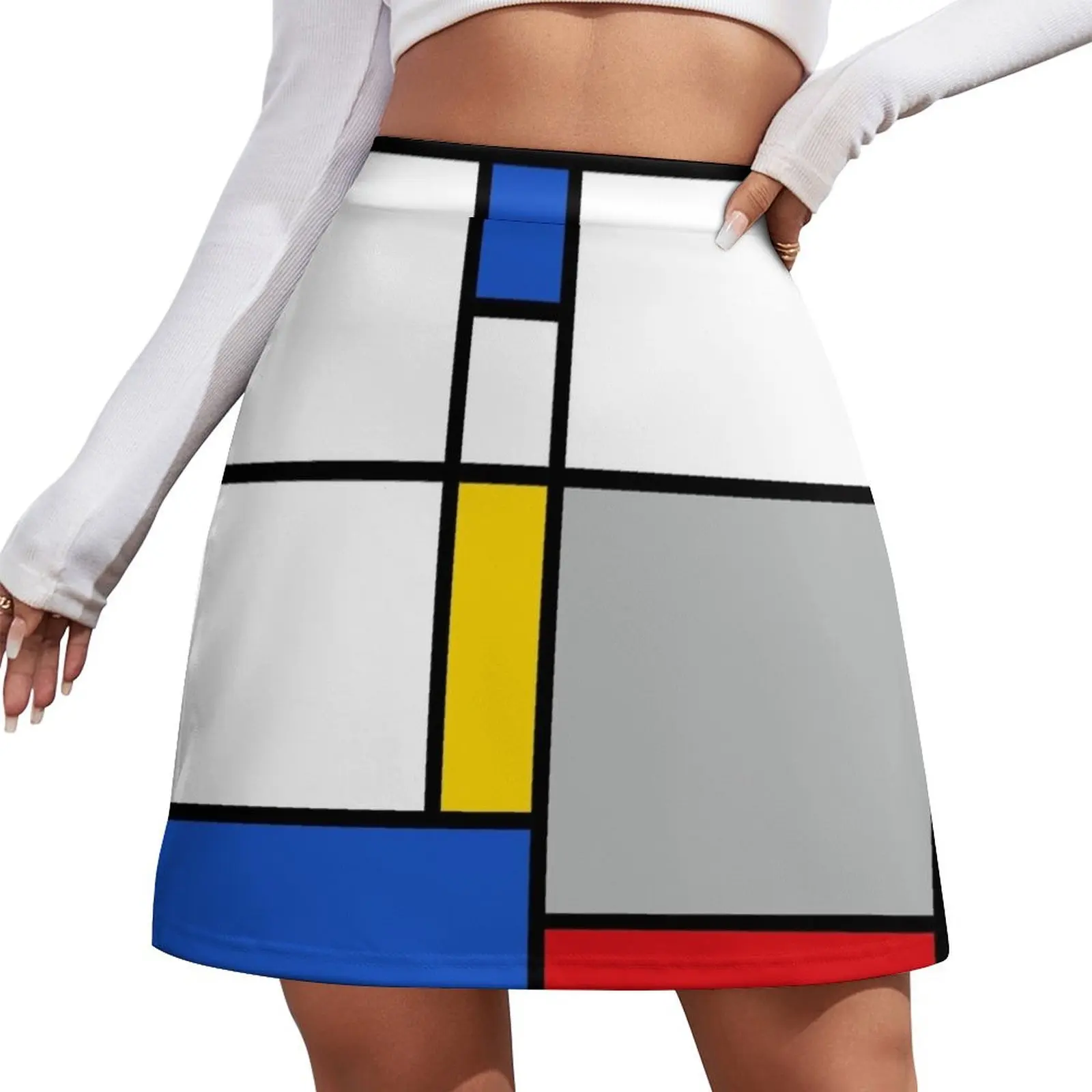 

Mondrian Style Color Composition Mini Skirt fairy grunge luxury women's skirt Mini Skirt