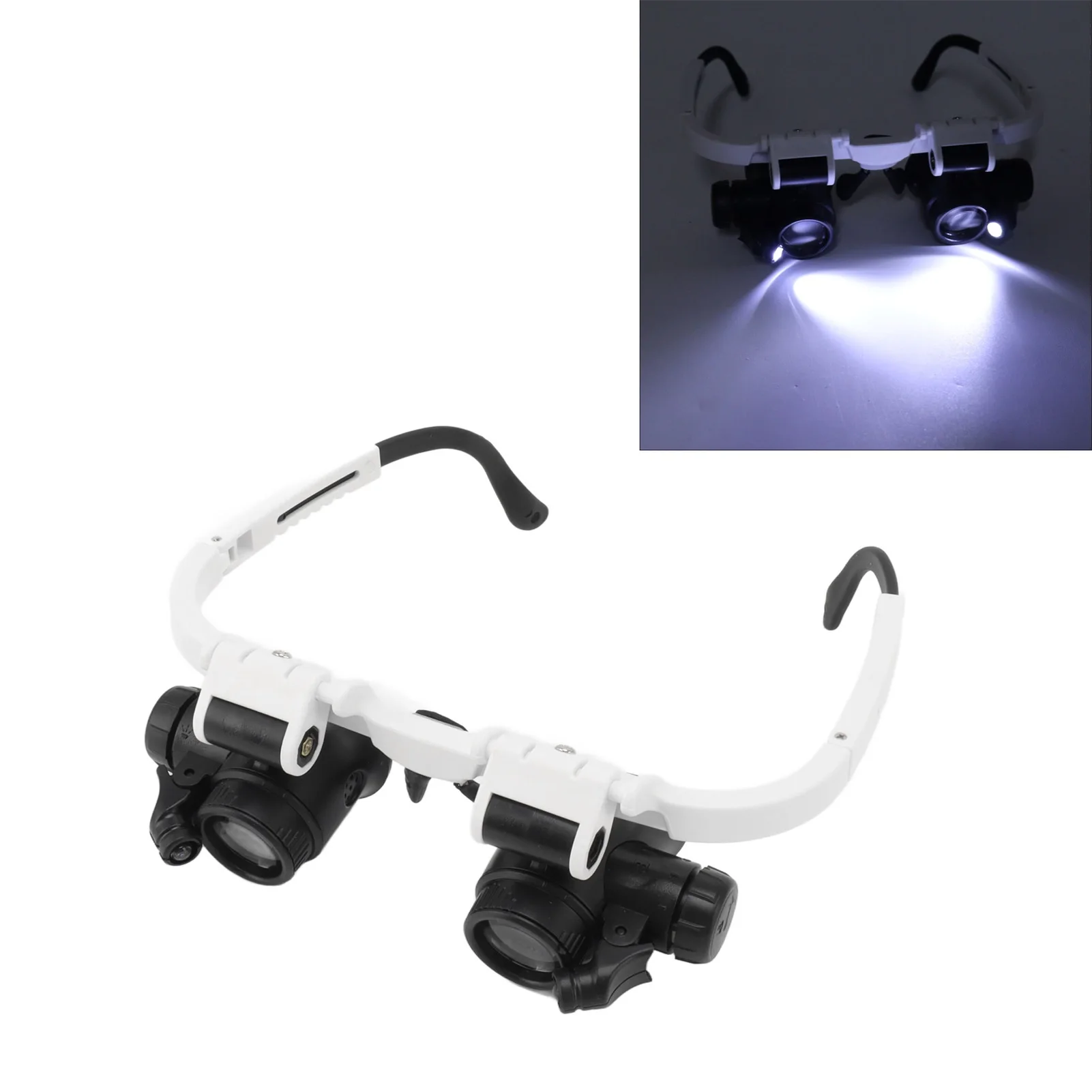 ZK50 Head Mount Magnifying Glasses 8X 15X 23X Hands Free Bracket Magnifier with 2 LED Lights for Watch Repair