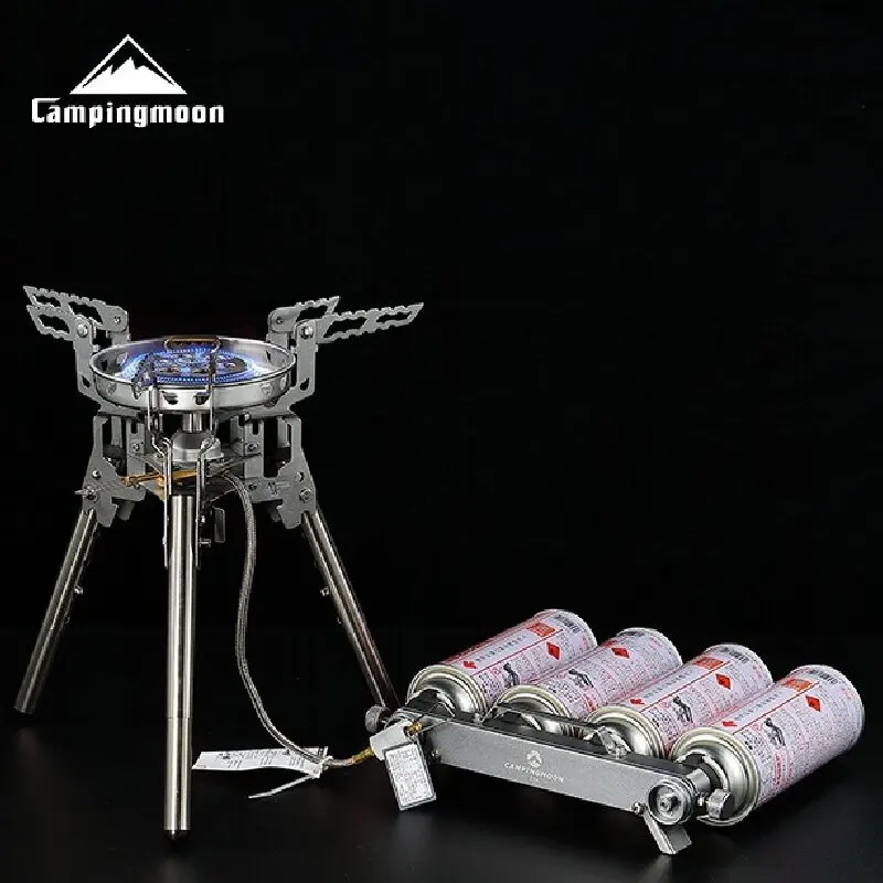 

CAMPINGMOON Портативный четырехкартный топливный бак с двумя картами и удлинительной трубкой с двусторонней гайкой могут работать с газовыми баллонами