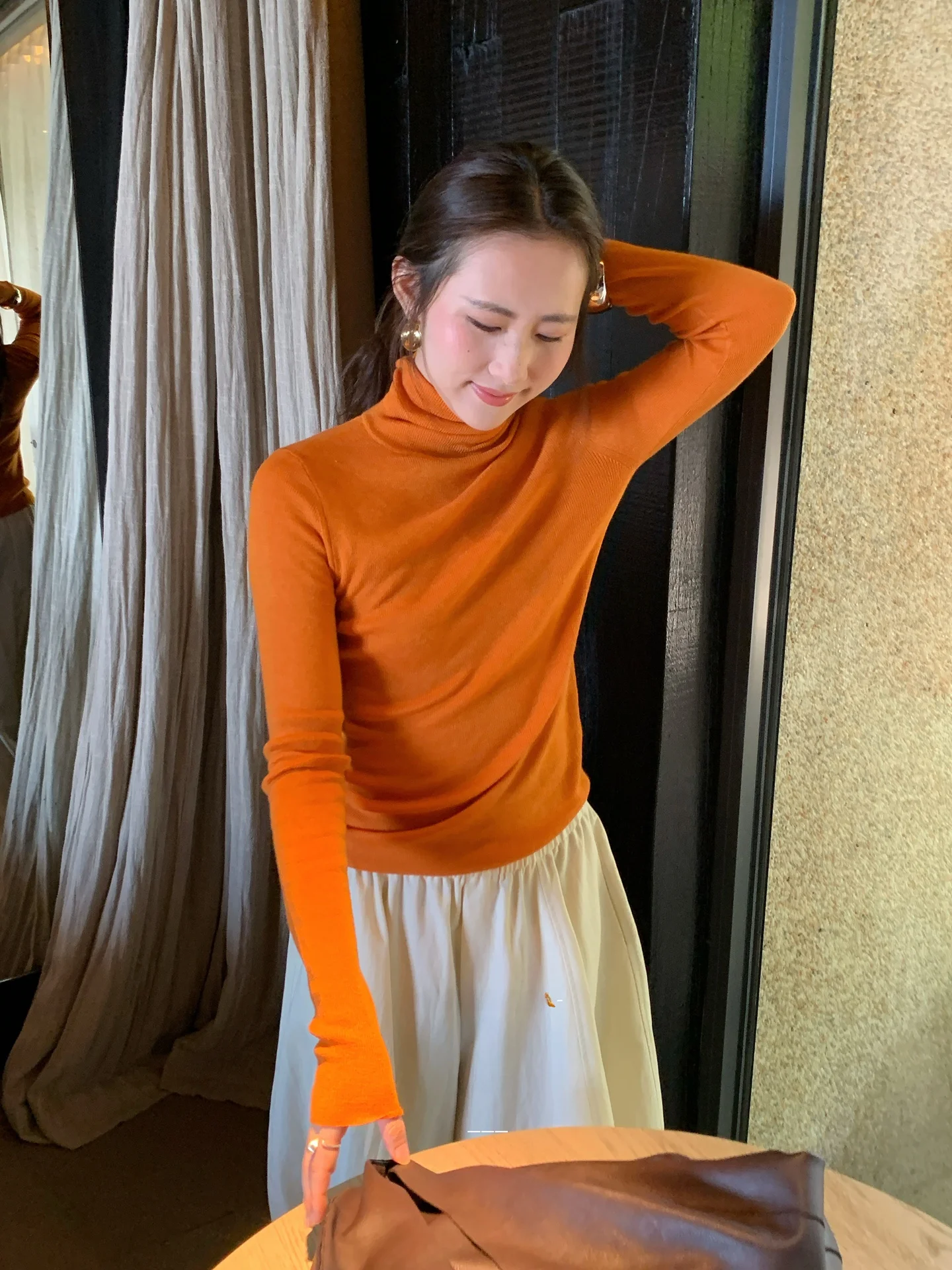 

Blue Autumn Winter Knitted Slim Fit Sweater Paper Thin awl Collar Elastic Long Sve Casual Sle Wool Blend Ladies Sweater