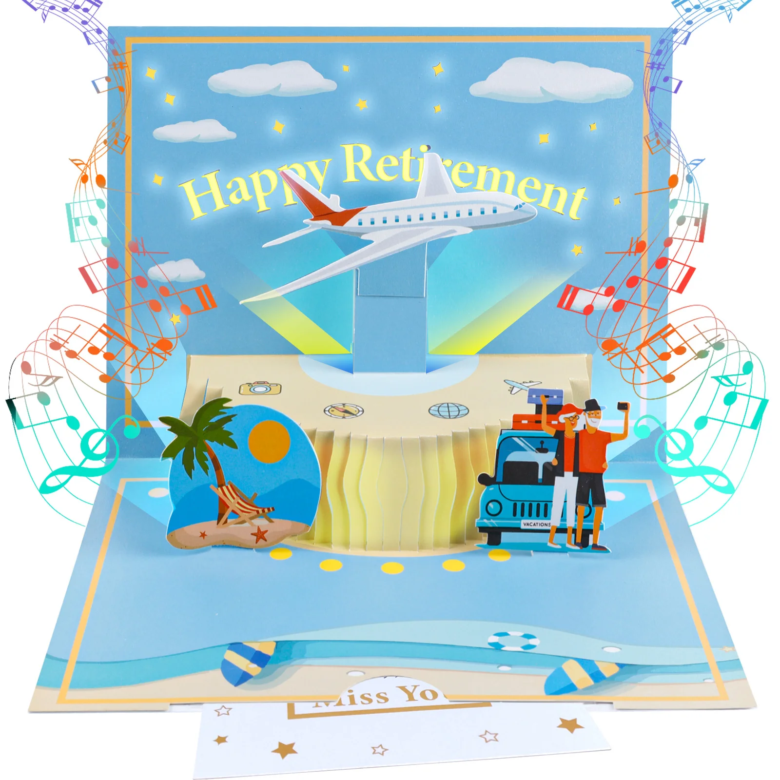 Happy Retirement Greeting Card Funny Retirement Gift 3D Pop Up Retiree Congrats Card for Woman Men Coworker Teacher with Music