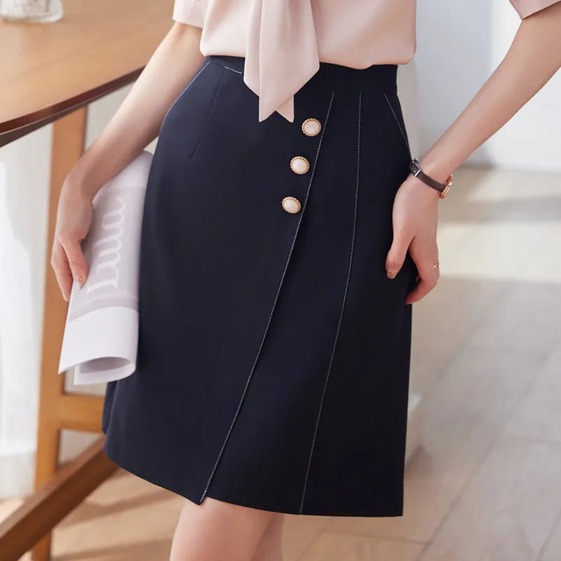 NAVIU New Elegant and Fashion Black A Line Skirt For Women Spring Summer Formal Faldas Office Ladies Mini Short Jupe