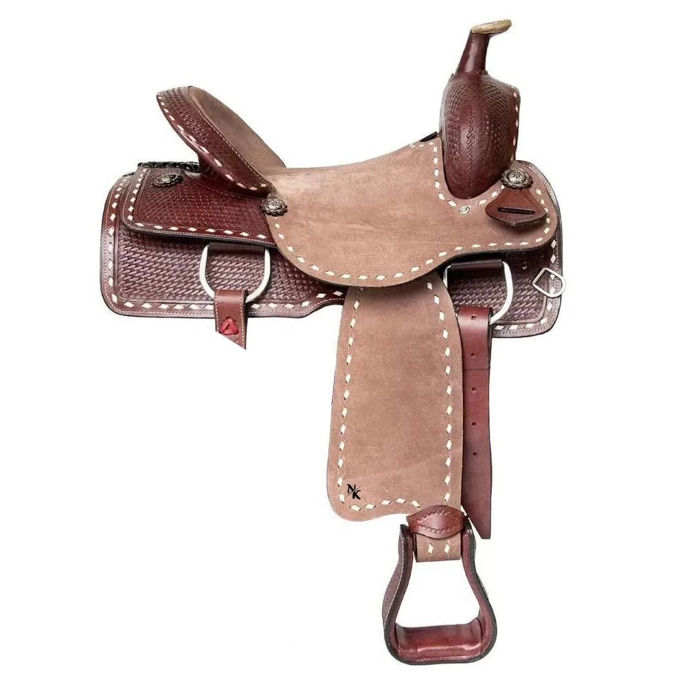 

Premium Western Deep Seat Denim Leather Saddle Professional Equestrian Outdoor Horse Riding Gear Equipment
