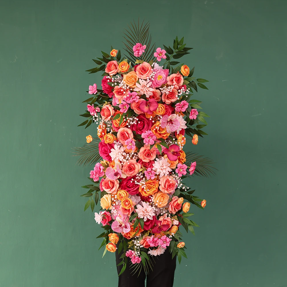 Rosa laranja série artificial rosa orquídea arranjo de flores para eventos de casamento pano de fundo decorações do dia dos namorados