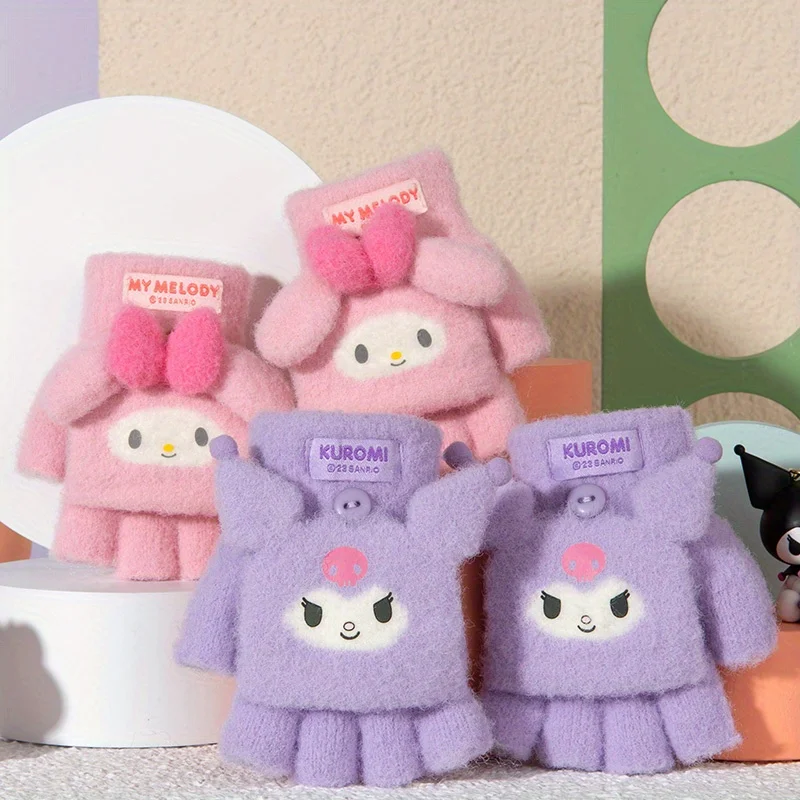 Gants Kawaii résistants au froid pour enfants, Sanurgente Kuromi My Melody, mitaines chaudes pour l'extérieur, bébés filles, utilisation pour les touristes, hiver