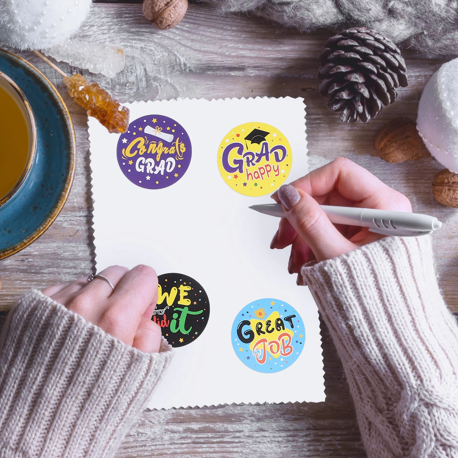 

Graduation Stickers Self Adhesive Copper Paper 50 Sheets Creative Gift Tags Scrapbooking DIY Sticker Kids Craft