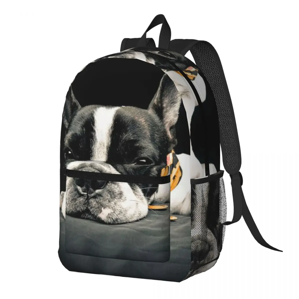 Black Boston Terrier Backpack Daypack Large Capacity Children BookBag School Bag Shoulder Bags for Men Women