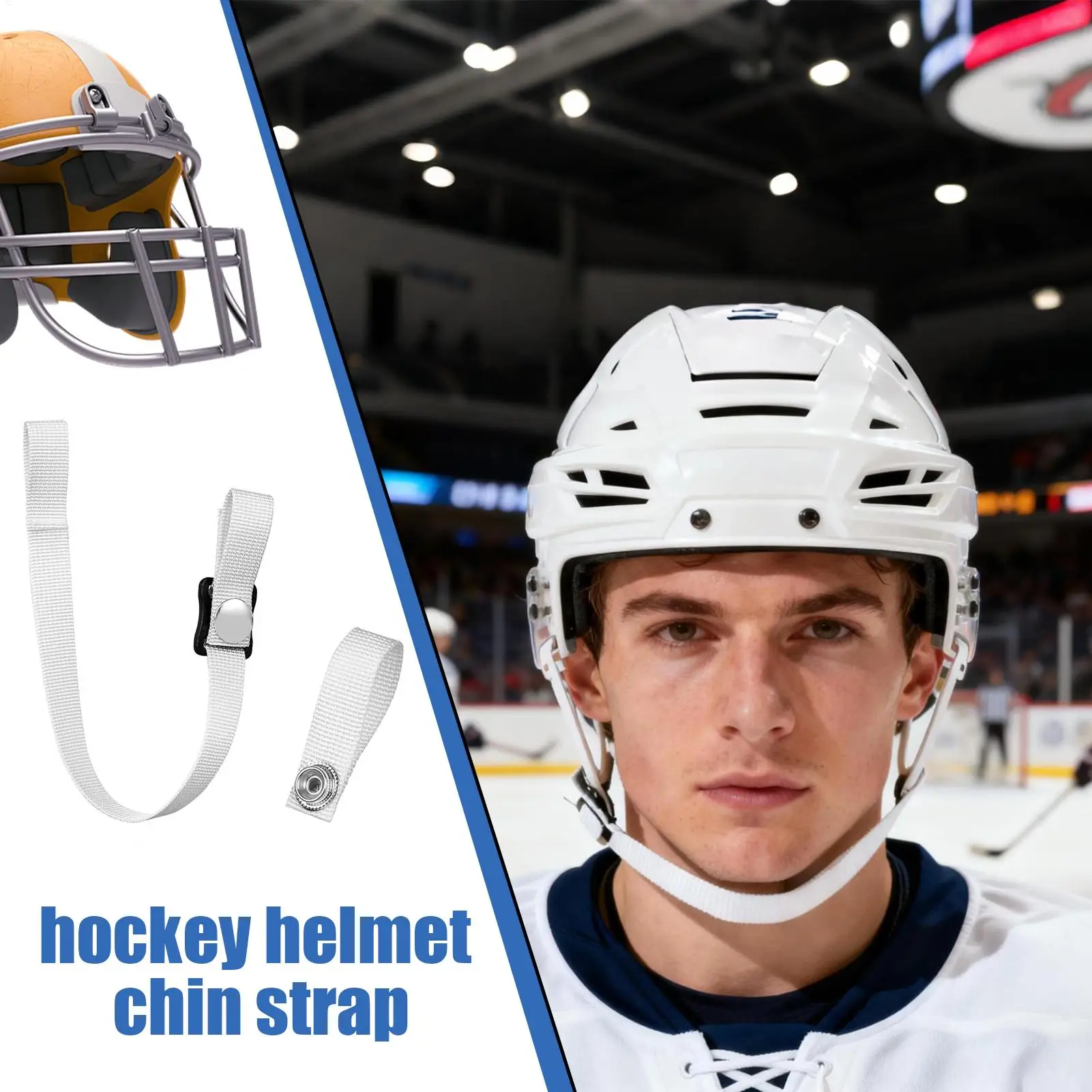 

Multi-Sport Chin Strap Replacement Kit, Detachable Adjustable Strap For Football & Hockey Helmet Repair Fits Youth/Adult