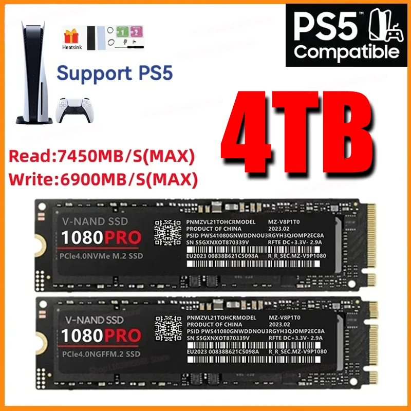 

Original 1080PRO Internal Hard Drive Solid State Hard Disk NGFF M.2 Pcie 4.0 NVMe 2.0 SSD Game For Desktop PS5 Gaming PC